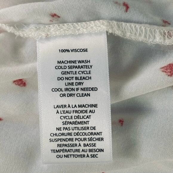 Beach Lunch Lounge Heart Print Blouse 1X White Top Long Sleeve Convertible - Picture 8 of 10